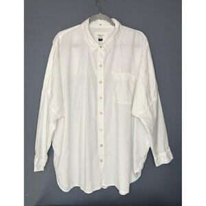 American Eagle Shirt Womens L White Oversized Fit Boyfriend Button Long Sleeve